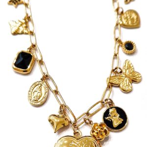 Collana multicharms con cuore porta foto