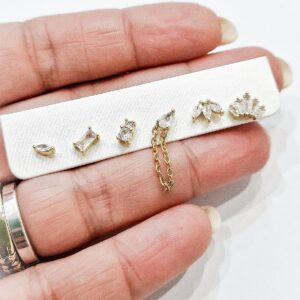 Set orecchini (gold zirconi bianchi)