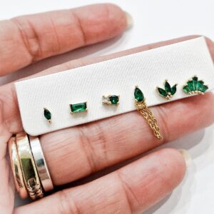 Set orecchini (gold zirconi verdi)