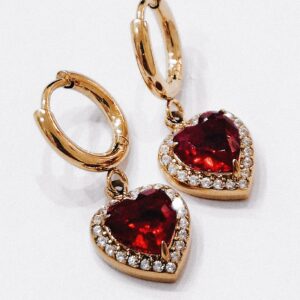Collana solitario cuore rosso (gold) - immagine 3