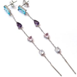 Orecchini cascata forme diverse multicolor (silver)