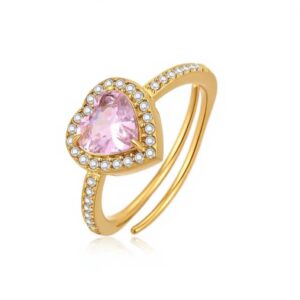 Anello solitario cuore rosa (gold)
