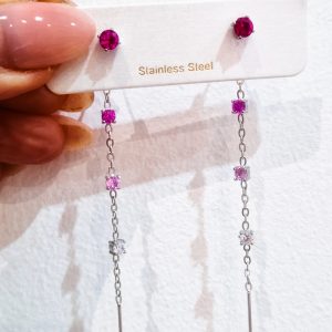 Orecchini cascata sfumato rosa (silver)