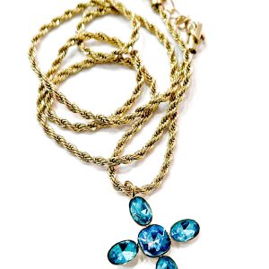Collana croce pietre azzurre