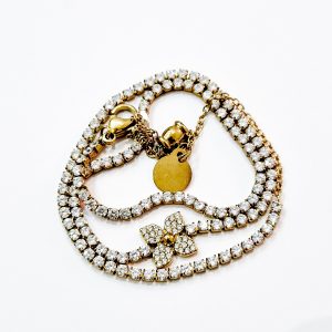 Collana tutto zirconi bianchi con fiore centrale (gold)