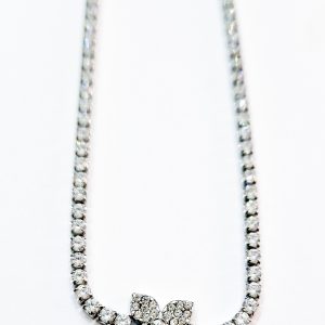 Collana tutto zirconi bianchi con fiore centrale (silver)