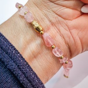 Bracciale quarzo rosa (collezione sassi)