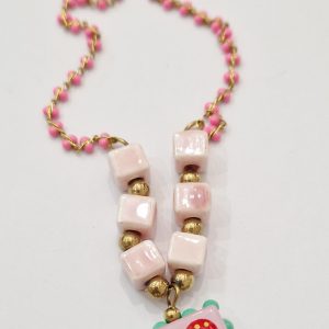 Collana cuore rosso su rosa (coll. Messico)