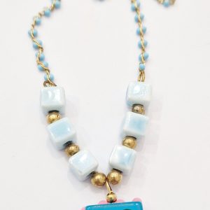 Collana cuore verde su azzurro (coll. Messico)