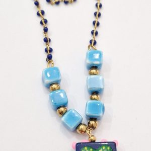 Collana cuore verde su blu (coll. Messico)