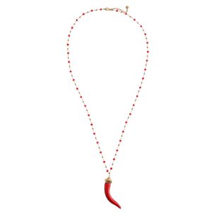 Collana lunga corno rosso