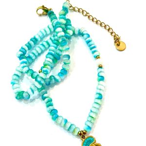 Collana verde acqua con medusa smaltata
