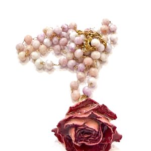 Collana bocciolo rosa catena rosa/lilla (collezione Parigi)