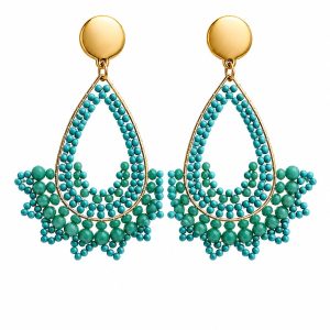 Orecchini macramè toni azzurro/verde