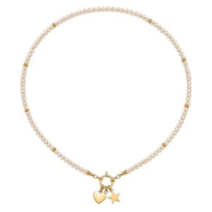 Collana cristalli champagne con ciondoli (gold)
