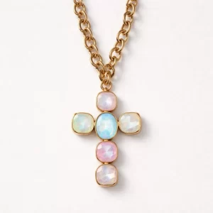 Collana croce multicolor pastello