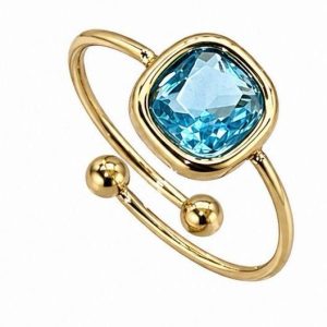 Anello quadrato azzurro