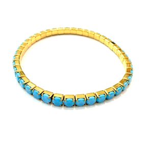 Bracciale elastico azzurro simil opale (gold)