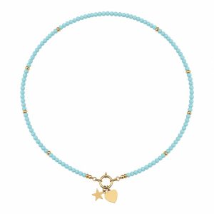 Collana cristalli azzurri con ciondoli