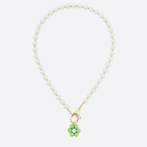 Collana perle e fiore verde