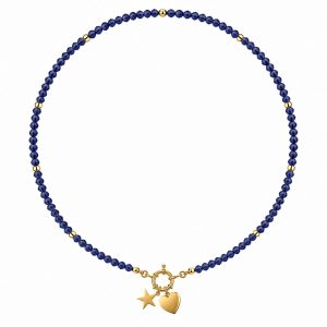 Collana cristalli blu con ciondoli