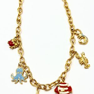 Collana catena ovale con ciondoli smaltati