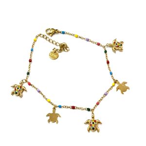Cavigliera catena smaltini multicolore con tartarughe