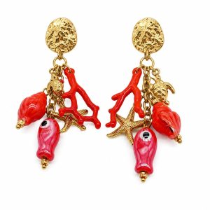 Orecchini ceramica mare (rosso)