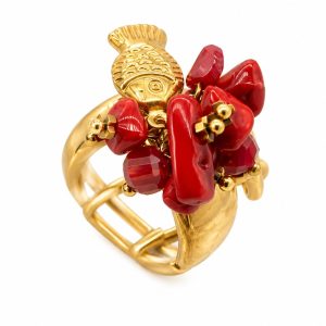 Anello fascia elastico pesciolino e stella (rosso)