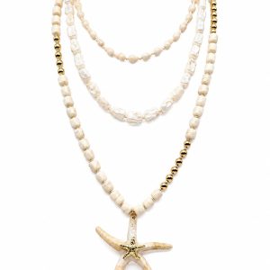 Collana tre catene stella marina (bianca)