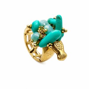 Anello fascia elastico pesciolino e stella (azzurro)