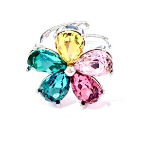 Anello luxury fiore multicolore (silver)