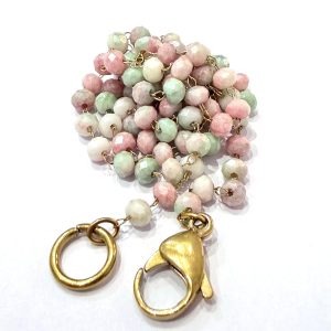 Collana cristalli pastello multicolore rosa/verde/bianco (Cm. 60)