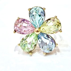 Anello luxury fiore multicolor (GOLD)