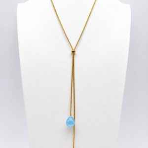 Collana sali scendi goccia azzurra (gold)