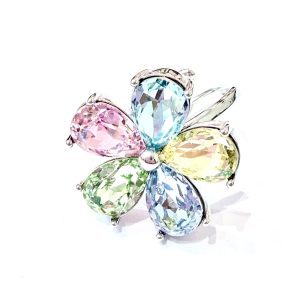 Anello luxury fiore multicolor PASTELLO (silver) - immagine 1