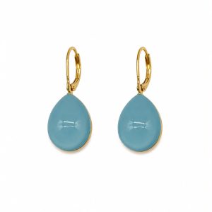 Orecchini monachella goccia azzurra (gold) - immagine 1