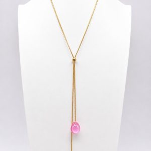 Collana sali scendi goccia rosa (gold)