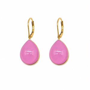 Orecchini monachella goccia rosa (gold) - immagine 1