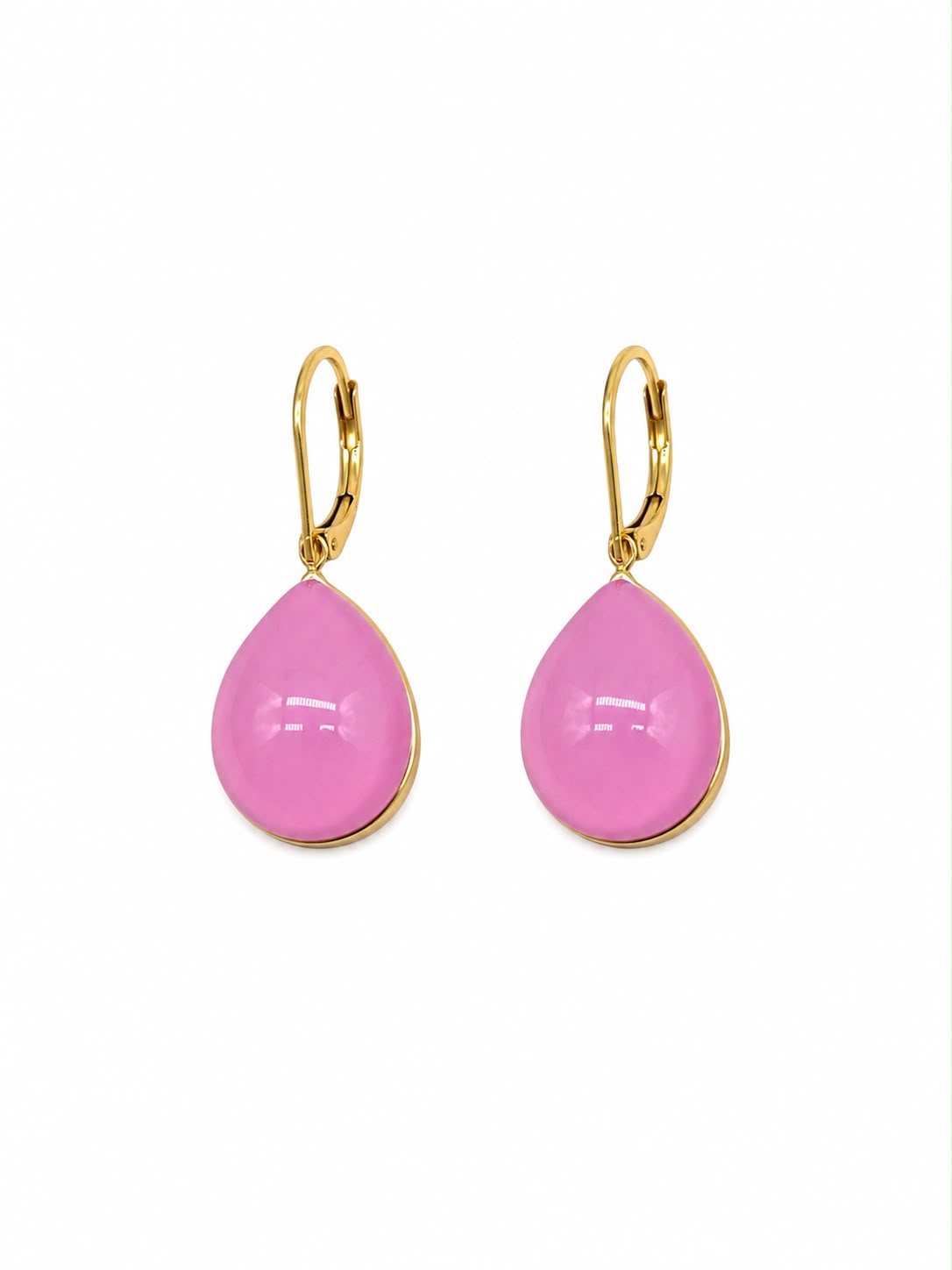 Orecchini monachella goccia rosa (gold)