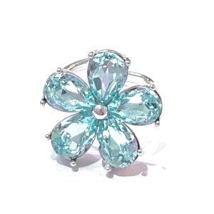 Anello luxury fiore azzurro (silver)