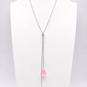 Collana sali scendi goccia rosa (silver)