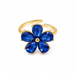 Anello Luxury fiore blu (gold/silver)