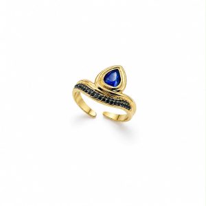 Anello Goccia blu (gold)