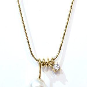 Collana con perla e punto luce (gold/silver)