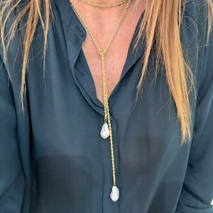 Collana Torchon con perle senza chiusura (gold) - immagine 3