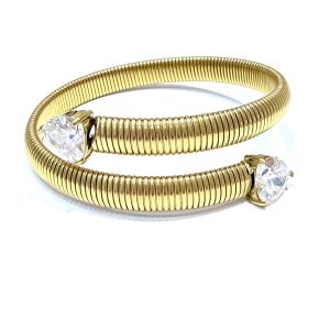 Bracciale Rigido Doppio Cuore (gold/silver)