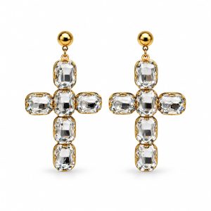 Orecchini Croci grandi bianche (gold)