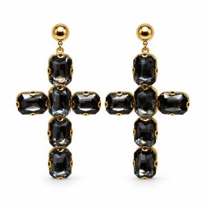 Orecchini Croci grandi nere (gold)
