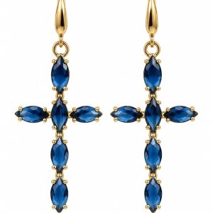 Orecchini Croci picccole blu (gold)